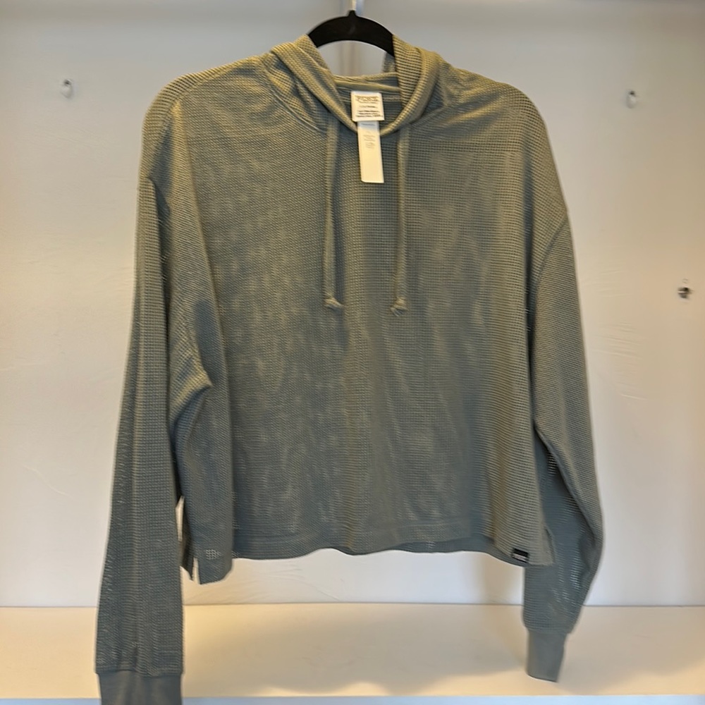 NWT Victoria’s Secret PINK olive green crop hoodie sz L